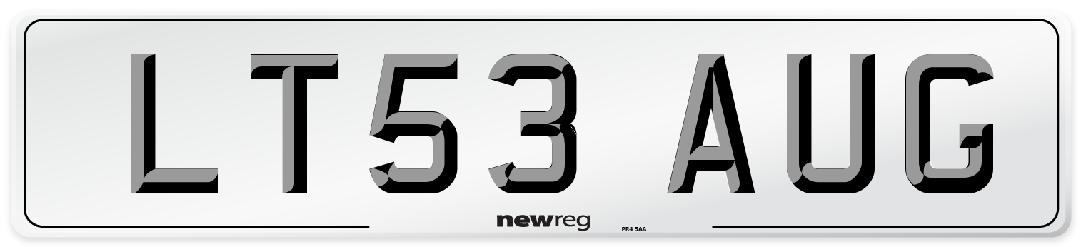 LT53 AUG Number Plate from New Reg
